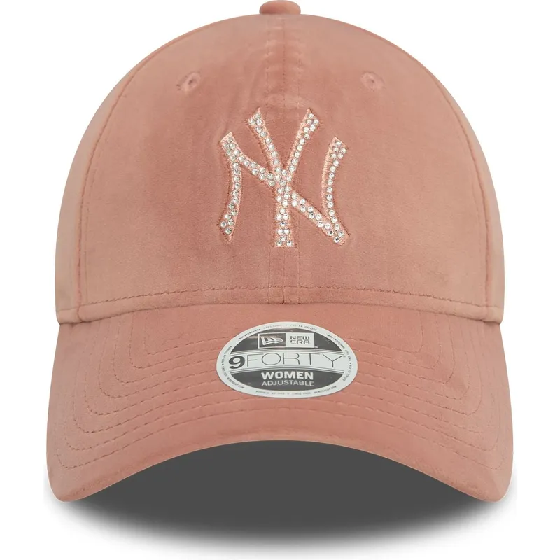 kepure-islenkta-rozine-reguliuojamas-9forty-velour-diamante-new-york-yankees-mlb-new-era