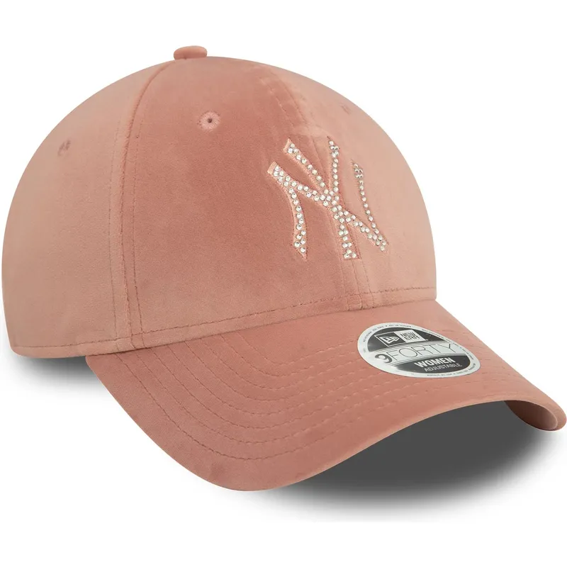 kepure-islenkta-rozine-reguliuojamas-9forty-velour-diamante-new-york-yankees-mlb-new-era