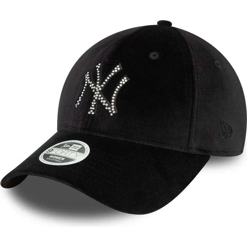 czarna-regulowana-czapka-z-zakrzywionym-daszkiem-dla-kobiet-9forty-velour-diamante-new-york-yankees-mlb-new-era