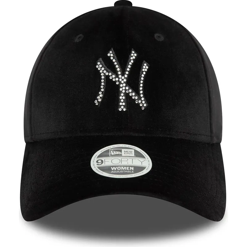 kepure-islenkta-juoda-reguliuojamas-9forty-velour-diamante-new-york-yankees-mlb-new-era