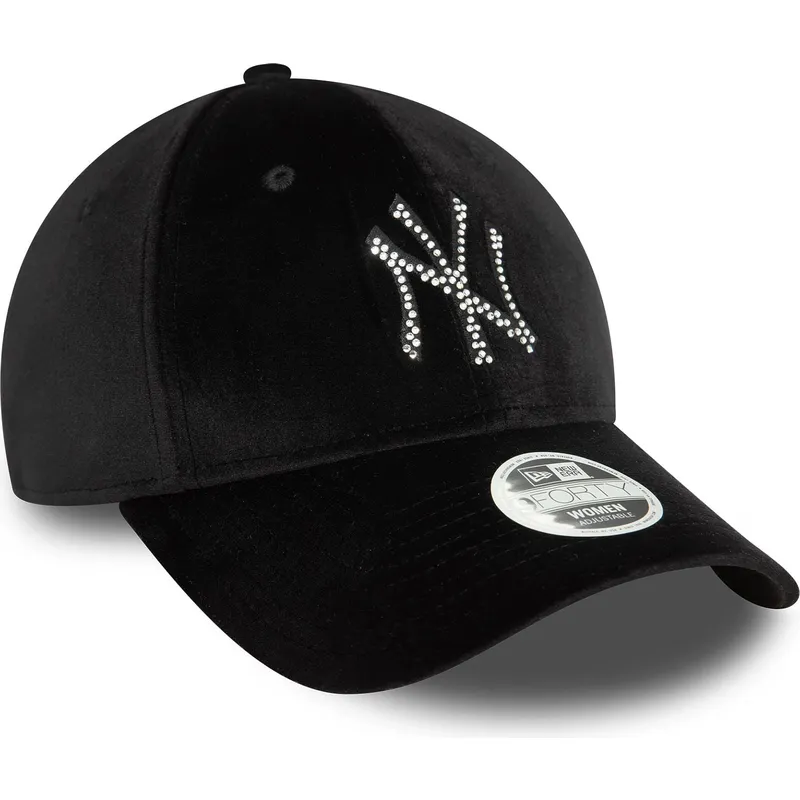 kepure-islenkta-juoda-reguliuojamas-9forty-velour-diamante-new-york-yankees-mlb-new-era