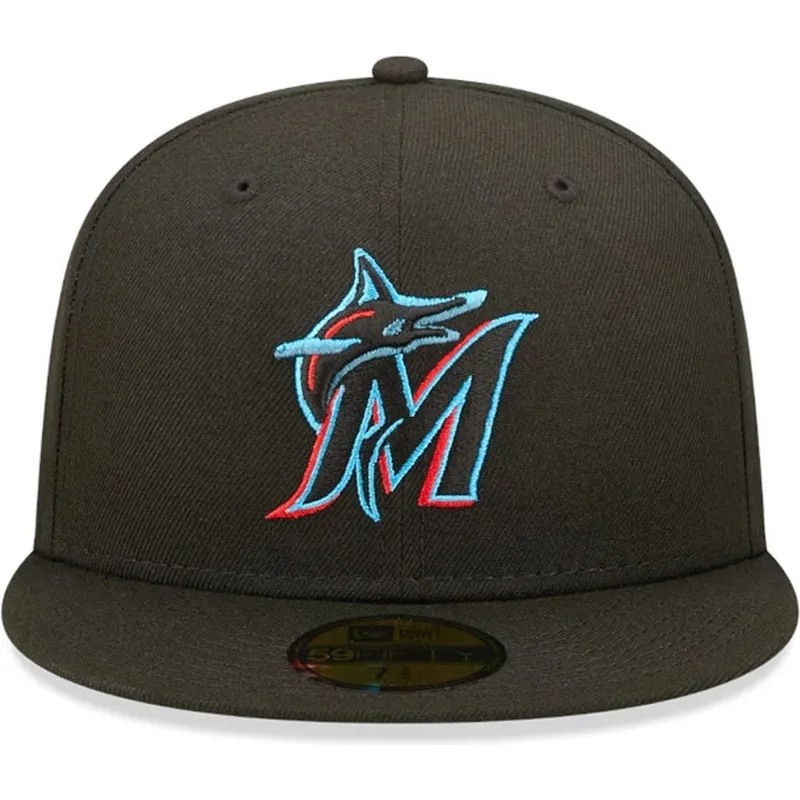 kepure-plokscia-juoda-priglundanti-59fifty-ac-perf-miami-marlins-mlb-new-era