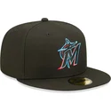 kepure-plokscia-juoda-priglundanti-59fifty-ac-perf-miami-marlins-mlb-new-era