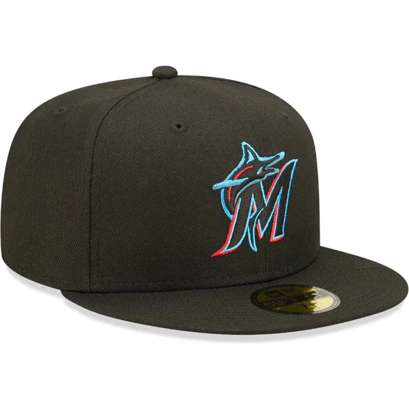 kepure-plokscia-juoda-priglundanti-59fifty-ac-perf-miami-marlins-mlb-new-era