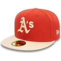 kepure-plokscia-oranzine-priglundanti-59fifty-side-patch-oakland-athletics-mlb-new-era