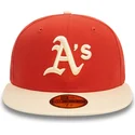 kepure-plokscia-oranzine-priglundanti-59fifty-side-patch-oakland-athletics-mlb-new-era