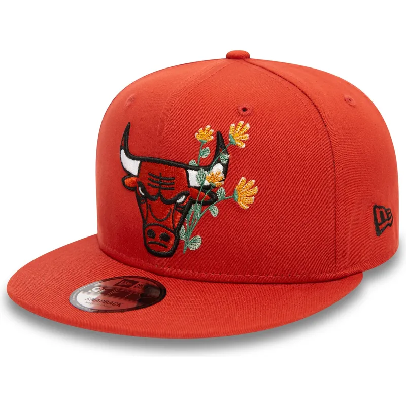 pomaranczowa-czapka-z-plaskim-daszkiem-snapback-9fifty-seasonal-flower-chicago-bulls-nba-od-new-era