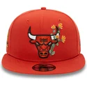 pomaranczowa-czapka-z-plaskim-daszkiem-snapback-9fifty-seasonal-flower-chicago-bulls-nba-od-new-era