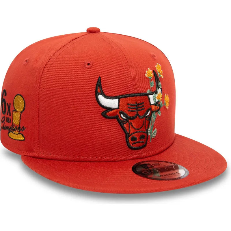 pomaranczowa-czapka-z-plaskim-daszkiem-snapback-9fifty-seasonal-flower-chicago-bulls-nba-od-new-era