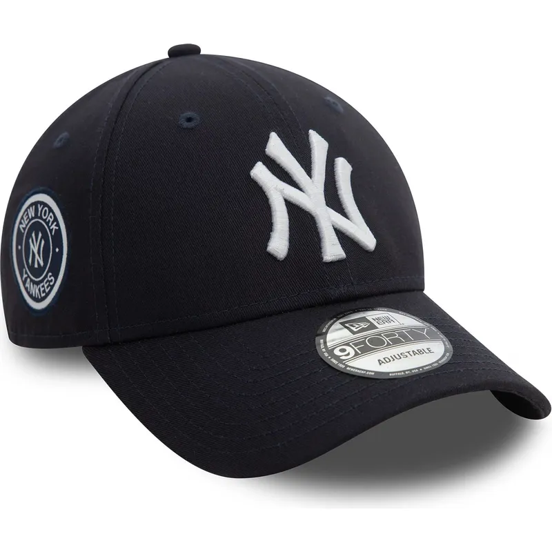 kepure-islenkta-tamsiai-melyna-reguliuojamas-9forty-side-patch-new-york-yankees-mlb-new-era