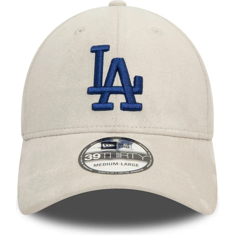 czapka-z-zakrzywionym-daszkiem-bezowa-dopasowana-z-niebieskim-logo-39thirty-faux-suede-los-angeles-dodgers-mlb-new-era