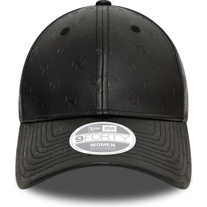 czarna-zakrzywiona-regulowana-czapka-damska-9forty-pu-monogram-new-york-yankees-mlb-od-new-era