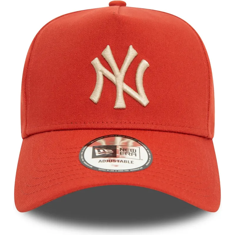 pomaranczowa-czapka-z-zakrzywionym-daszkiem-snapback-z-bezowym-logo-9forty-e-frame-league-essential-new-york-yankees-mlb-marki-n