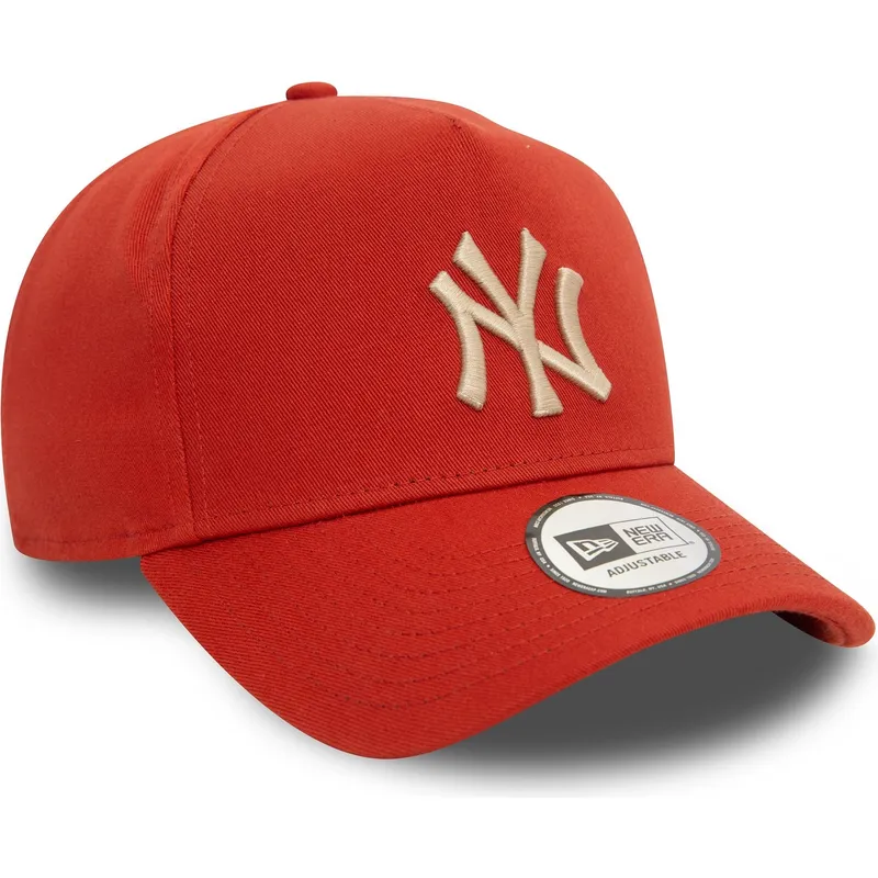 pomaranczowa-czapka-z-zakrzywionym-daszkiem-snapback-z-bezowym-logo-9forty-e-frame-league-essential-new-york-yankees-mlb-marki-n