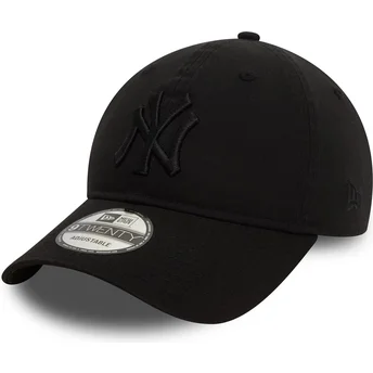 Czarna regulowana czapka z zakrzywionym daszkiem z czarnym logo 9TWENTY Washed New York Yankees MLB New Era