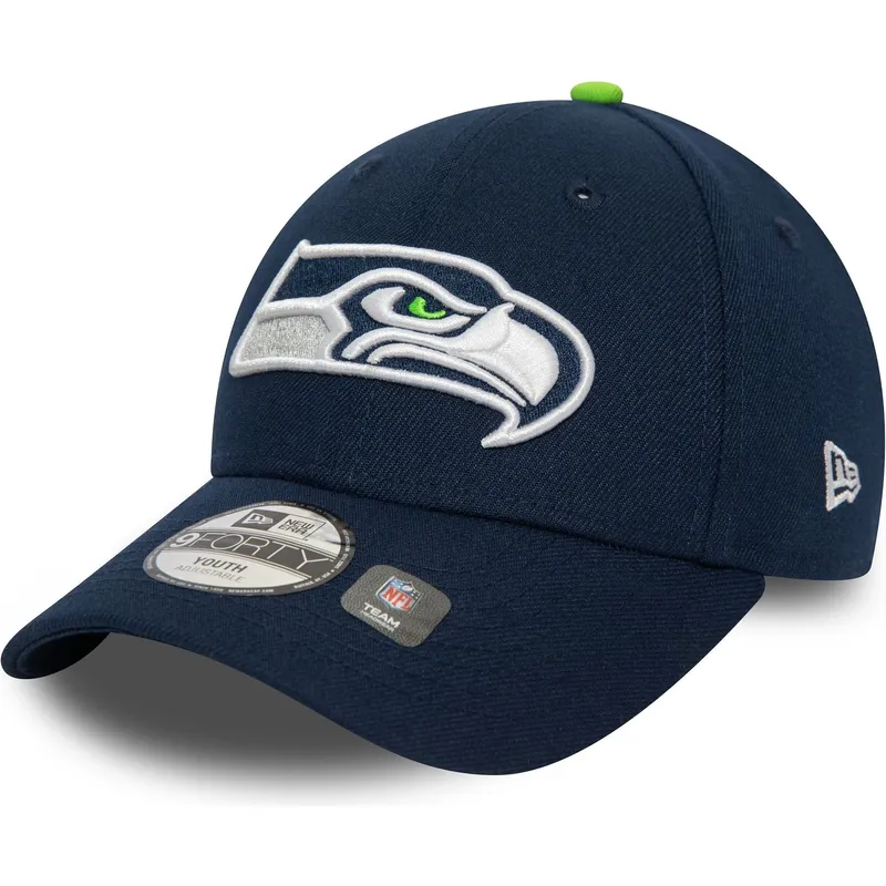 kepure-islenkta-tamsiai-melyna-reguliuojama-juostele-vaikams-9forty-the-league-seattle-seahawks-nfl-new-era
