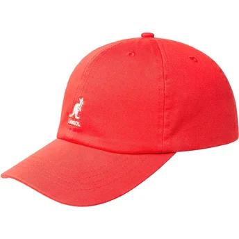 Kepurė išlenkta raudona reguliuojamas Washed Baseball Cherry Glow Kangol