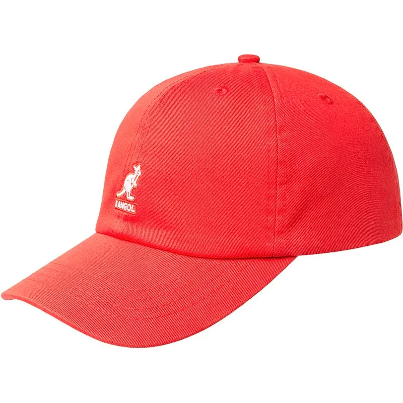 kepure-islenkta-raudona-reguliuojamas-washed-baseball-cherry-glow-kangol
