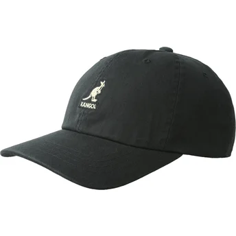 Kepurė išlenkta juoda reguliuojama juostelė Washed Baseball Black Kangol