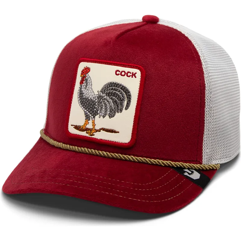 czapka-trucker-czerwono-biala-kogut-cock-garnet-rooster-the-farm-jewel-tones-goorin-bros