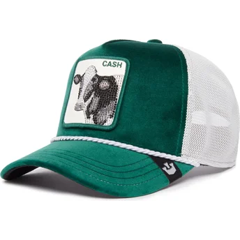Czapka trucker zielono-biała krowa Cash Emerald Cow The Farm Jewel Tones od Goorin Bros.