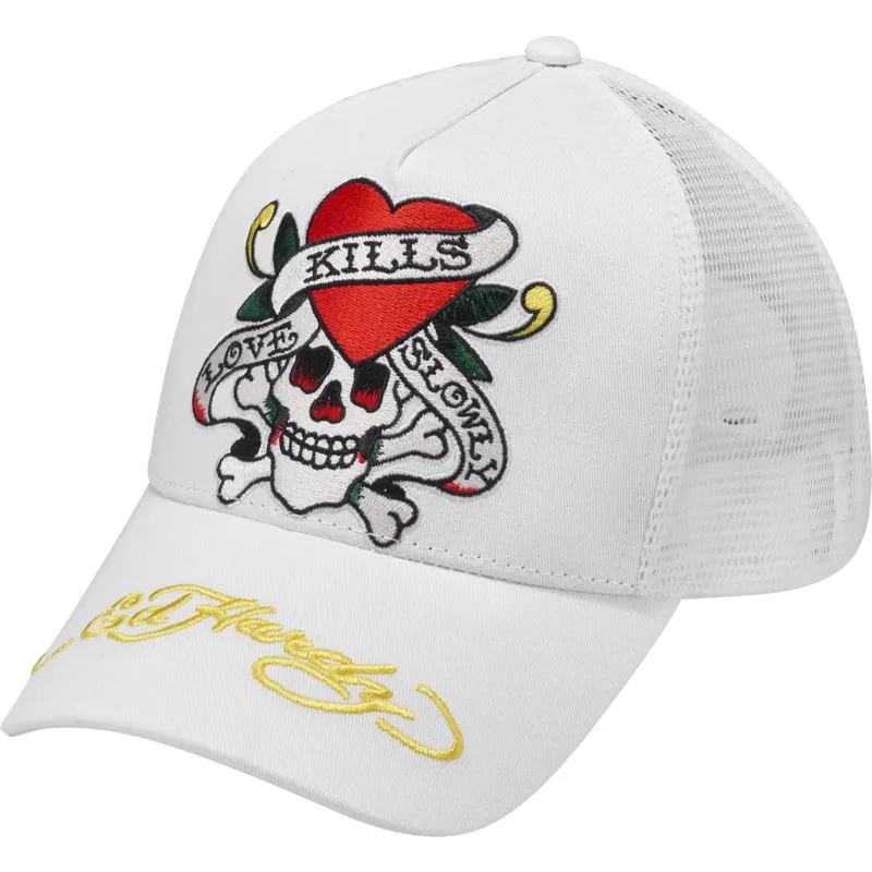 kepure-islenkta-balta-snapback-love-kills-slowly-ed-hardy
