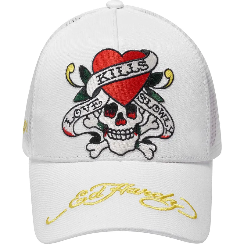 kepure-islenkta-balta-snapback-love-kills-slowly-ed-hardy