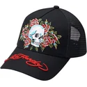 czapka-trucker-czarna-skull-rose-ed-hardy
