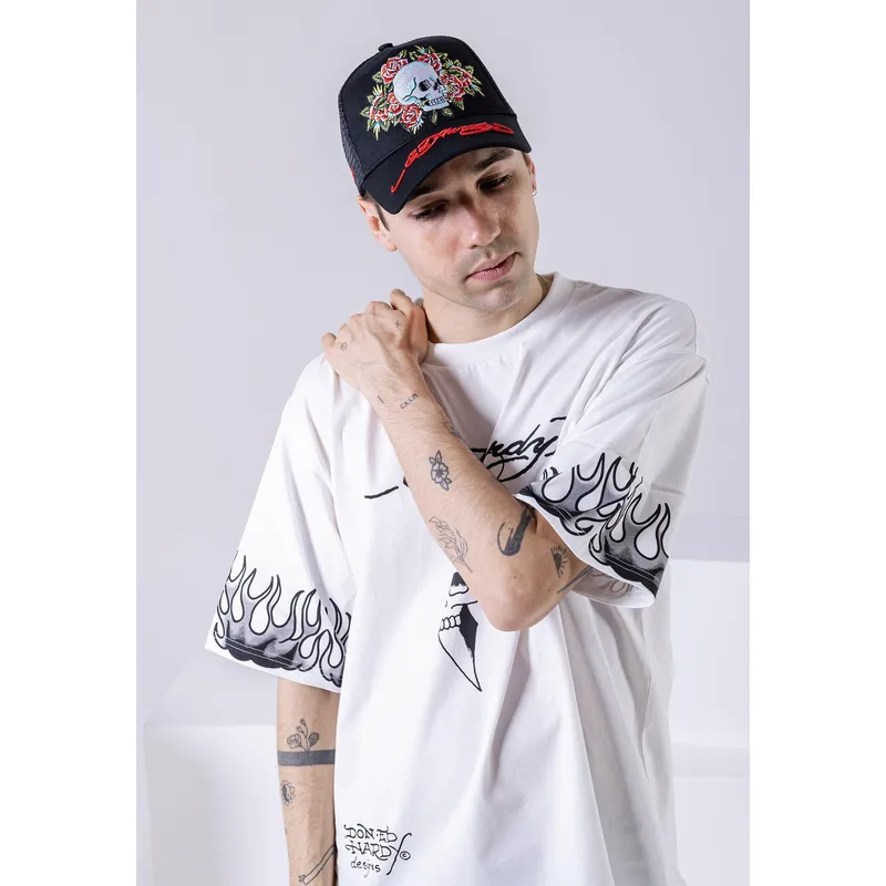 czapka-trucker-czarna-skull-rose-ed-hardy