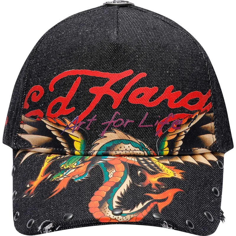 czapka-z-daszkiem-czarna-regulowana-art-for-life-acid-wash-ed-hardy