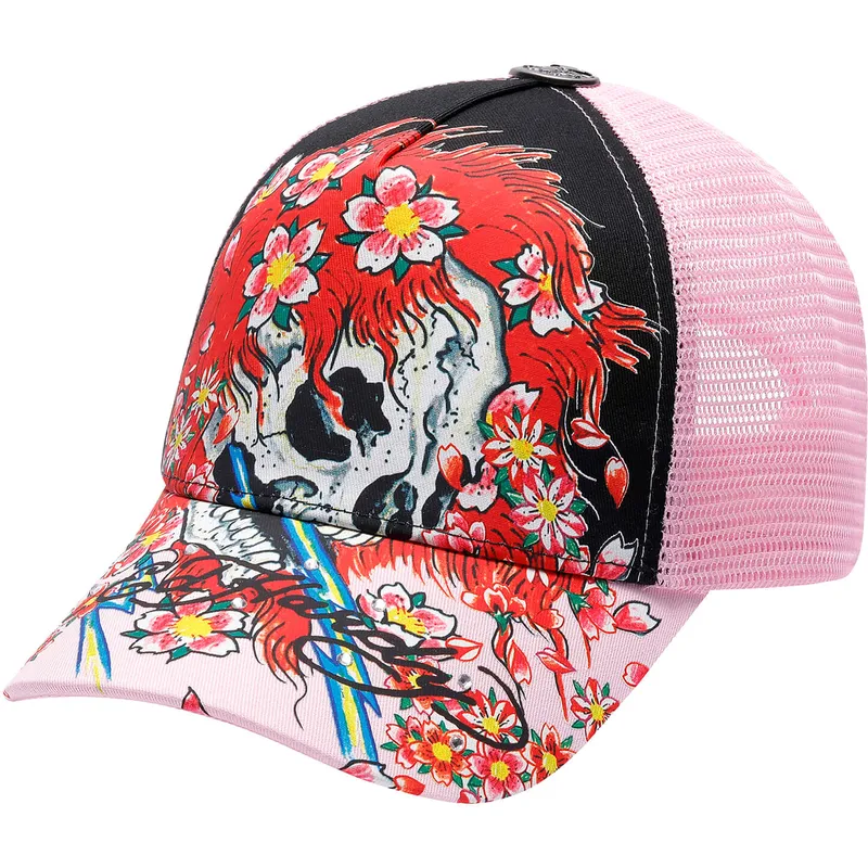 czapka-trucker-czarna-i-rozowa-beautiful-ghost-ed-hardy