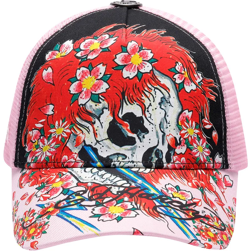 czapka-trucker-czarna-i-rozowa-beautiful-ghost-ed-hardy