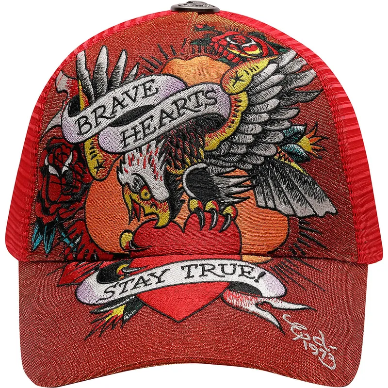 kepure-islenkta-raudona-snapback-brave-hearts-ed-hardy