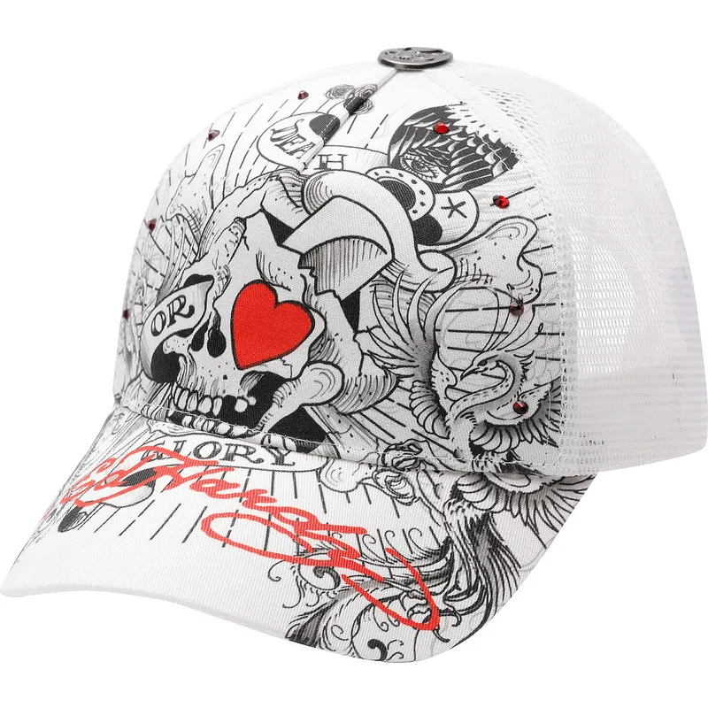 kepure-islenkta-balta-snapback-death-or-glory-ed-hardy