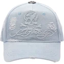 kepure-islenkta-melyna-reguliuojamas-denim-embossed-skull-ed-hardy