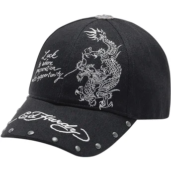 Czapka z daszkiem czarna regulowana Lucky Dragon Ed Hardy