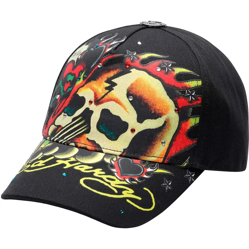 kepure-islenkta-juoda-reguliuojamas-skull-chopper-ed-hardy