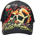 kepure-islenkta-juoda-reguliuojamas-skull-chopper-ed-hardy