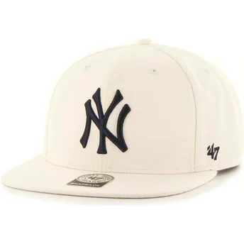 47 Brand Flat Brim MLB New York Yankees Smooth Beige Snapback Cap