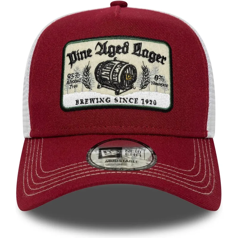 czerwona-i-biala-czapka-trucker-9forty-a-frame-vintage-pine-aged-lager-new-era