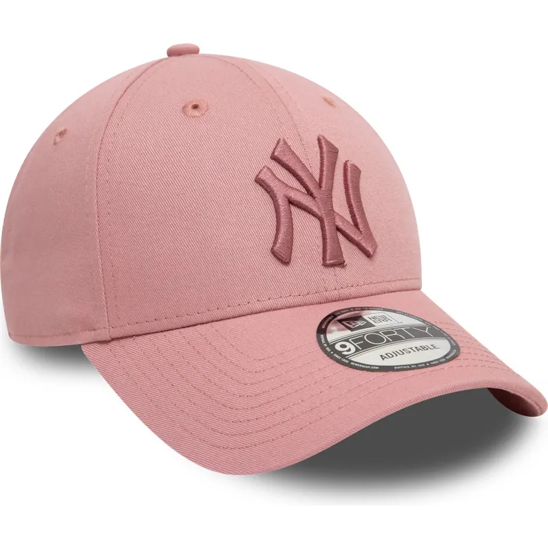 rozowa-regulowana-czapka-z-zakrzywionym-daszkiem-z-rozowym-logo-9forty-league-essential-new-york-yankees-mlb-new-era