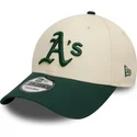 new-era-curved-brim-9forty-colour-block-oakland-athletics-mlb-beige-and-green-adjustable-cap