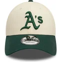 bezowo-zielona-czapka-z-zakrzywionym-daszkiem-9forty-colour-block-oakland-athletics-mlb-od-new-era-regulowana