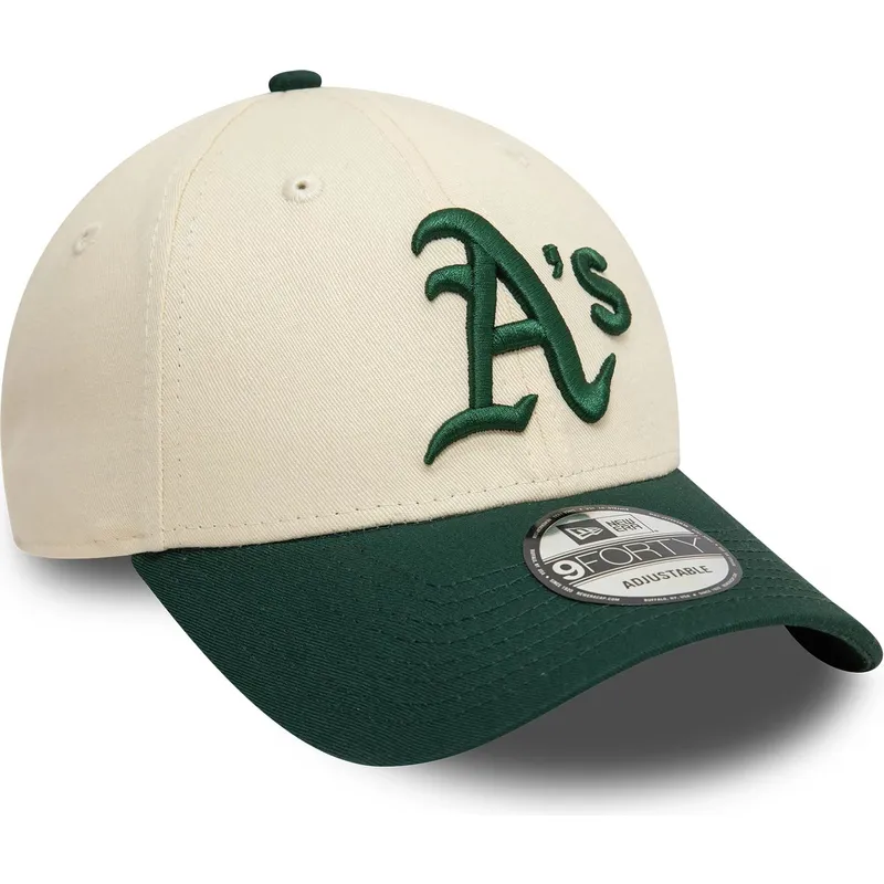 czapka-z-daszkiem-bezowo-zielona-regulowana-9forty-colour-block-oakland-athletics-mlb-new-era