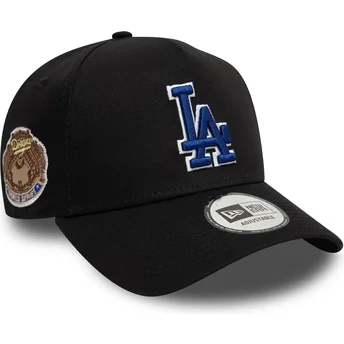 New Era Curved Brim Blue Logo 9FORTY A Frame World Series Patch Los Angeles Dodgers MLB Black Snapback Cap