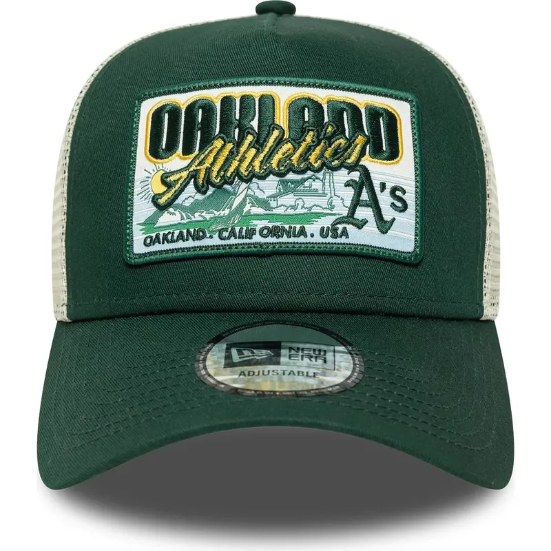 czapka-trucker-zielona-9forty-a-frame-patch-oakland-athletics-mlb-new-era