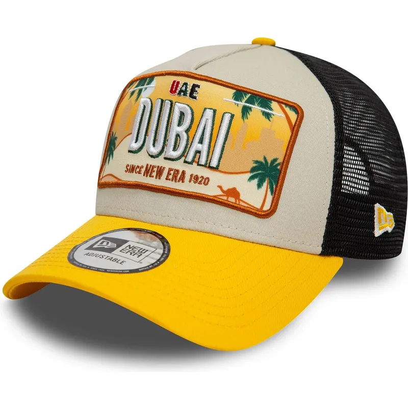kepure-islenkta-geltona-snapback-9forty-a-frame-license-plate-dubai-ciudades-y-playas-new-era