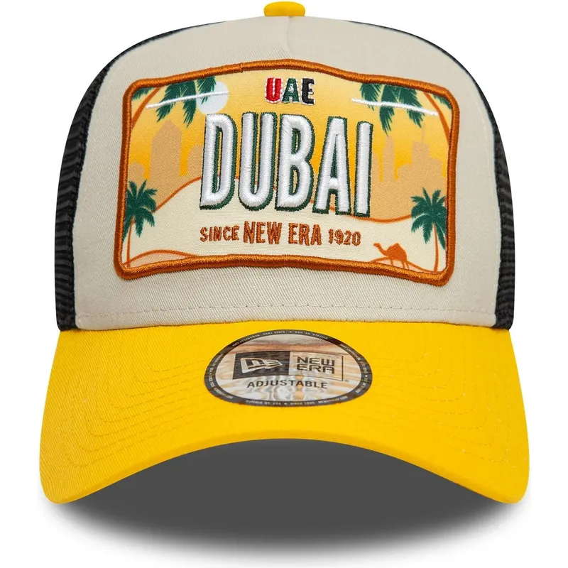 kepure-islenkta-geltona-snapback-9forty-a-frame-license-plate-dubai-ciudades-y-playas-new-era