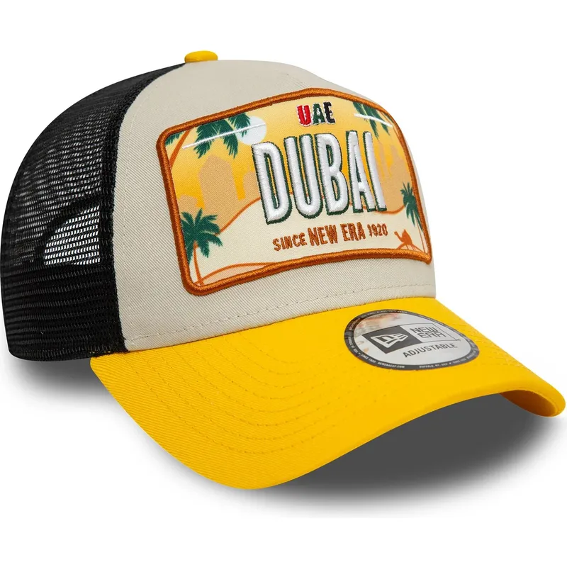 kepure-islenkta-geltona-snapback-9forty-a-frame-license-plate-dubai-ciudades-y-playas-new-era