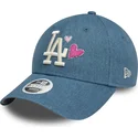kepure-islenkta-melyna-reguliuojamas-9forty-denim-icon-heart-los-angeles-dodgers-mlb-new-era